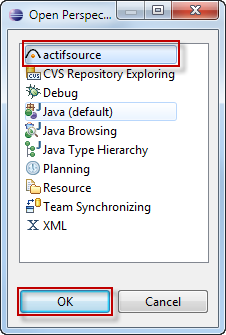 Switch to the Actifsource Perspective - Step 2 Switch to the Actifsource Perspective - Step 2